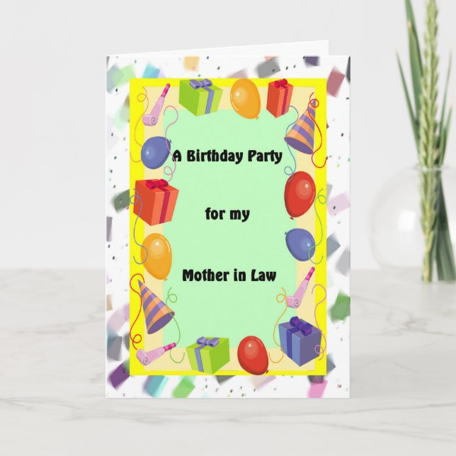 Birthday Party/ Mother in Law, Festive Invitation (Front)