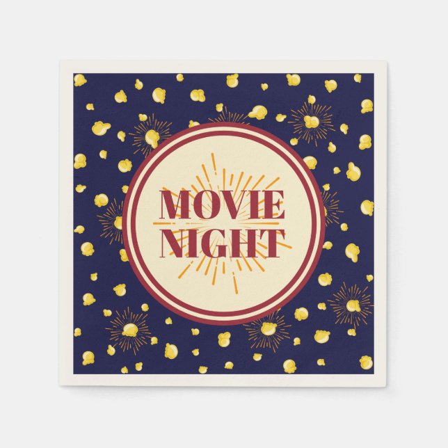 Birthday Party Movie Night - Popcorn Fireworks Napkin (Front)