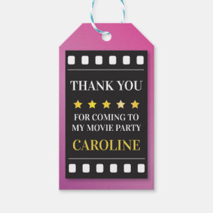 Birthday Party Movie Ticket Film Thank You Tags