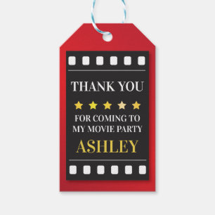 Birthday Party Movie Ticket Film Thank You Tags