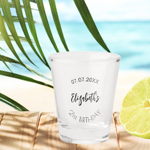 Birthday party name date shot glass