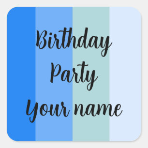 Birthday Party Name Template Square Sticker