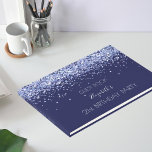 Birthday party navy blue name guest book<br><div class="desc">A guestbook for a feminine and glamourous 50th (or any age) birthday.  A navy blue background with confetti. Personalise and add a name and age 50. The name is written with a modern hand lettered style script. 
Spine: add your own text.</div>