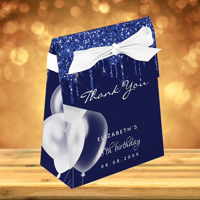 Birthday party navy blue white balloons thank you favour box (Creator Uploaded)
