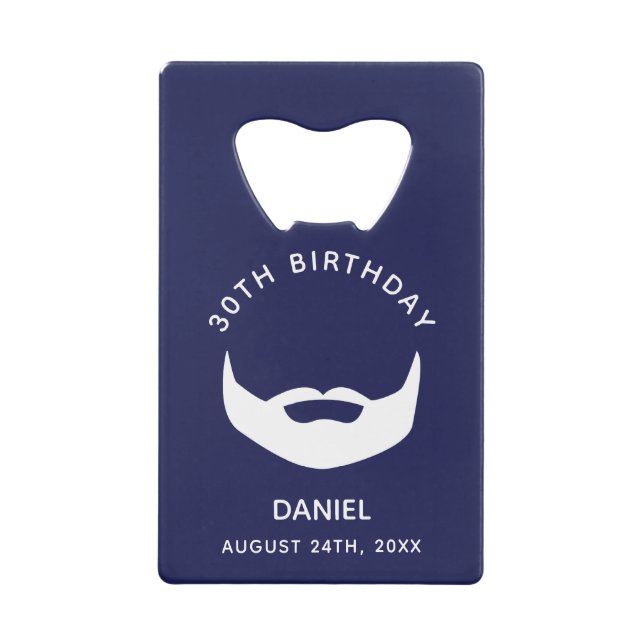 Birthday party navy blue white beard men guys (Front)