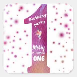 Birthday Party One Watercolor Fairy Sticker