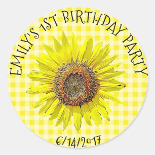 Birthday Party or Baby Shower Sunflower Stickers