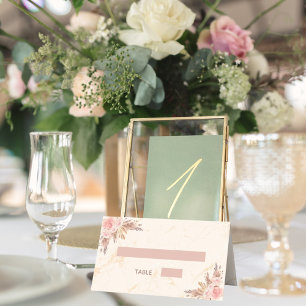 Birthday party pampas grass blush florals marble  place card