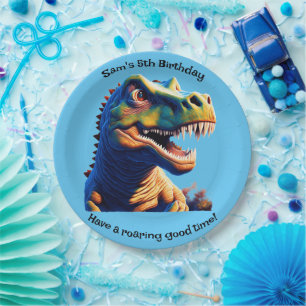 Birthday Party paper plate. Dinosaur. Editable. Paper Plate