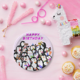 Birthday Party Paper Plates Happy Penguins