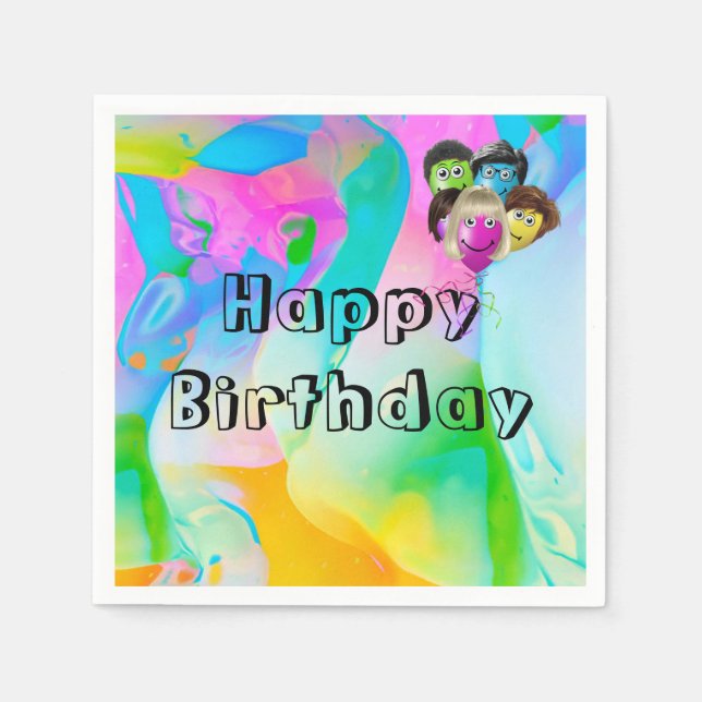 Birthday Party People Balloons Napkin (Front)