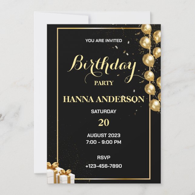 Birthday Party Personalise Invitation (Front)