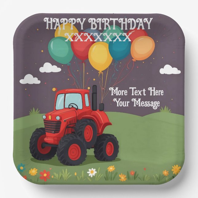 Birthday Party Personalized Paper Plate (Front)