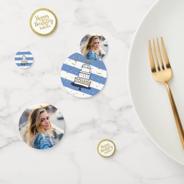 Birthday Party Photo Black Gold Glitter Festive Confetti (Group)