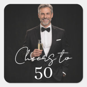 Birthday party photo cheers square sticker