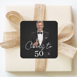 Birthday party photo cheers square sticker