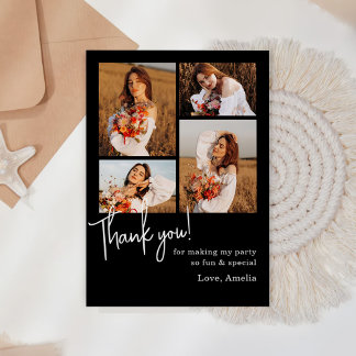 Birthday Party Photo Collage Thank You Card