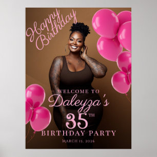 Birthday party photo hot pink welcome poster