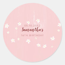 Birthday Party Pink Daisies Sweet Girly Script 