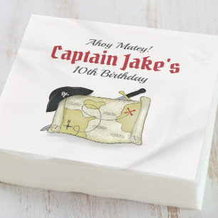 Birthday Party Pirate Map Whimsical Personalised Napkin