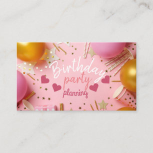Birthday party planning business card