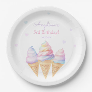 Birthday Party Plates with sweet ice cream.
