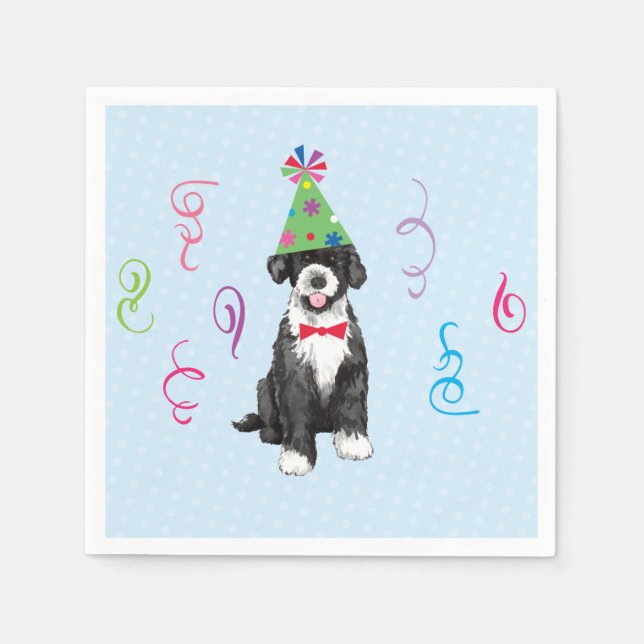 Birthday Party Portuguese Water Dog Napkins (Front)