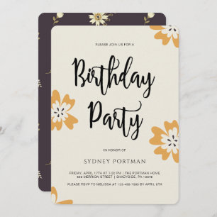 Birthday Party Pretty Rustic Floral Invitation