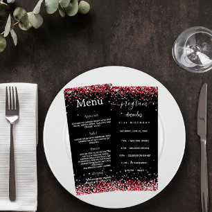 Birthday Party Program Menu black red