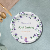 Birthday party purple florals bluebells white