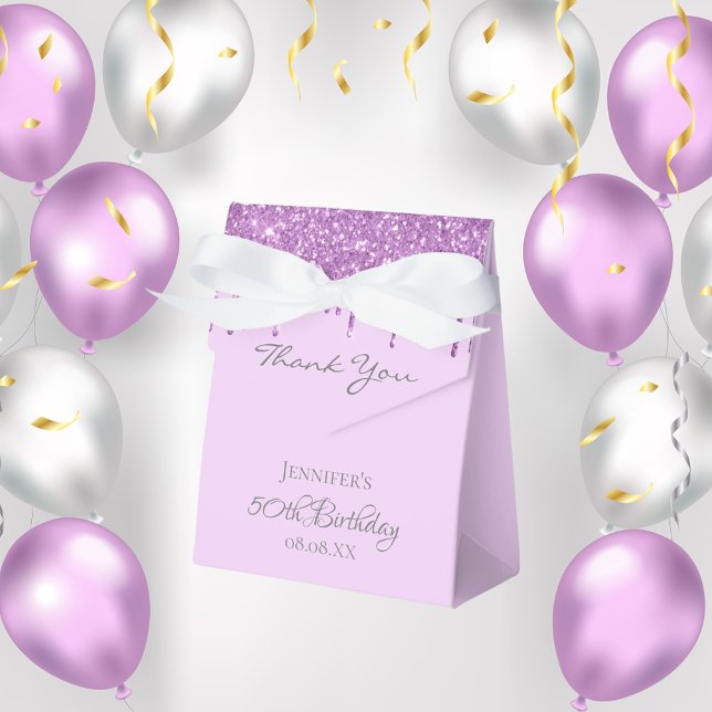Birthday Party purple glitter violet thank you Favour Box (Creator Uploaded)