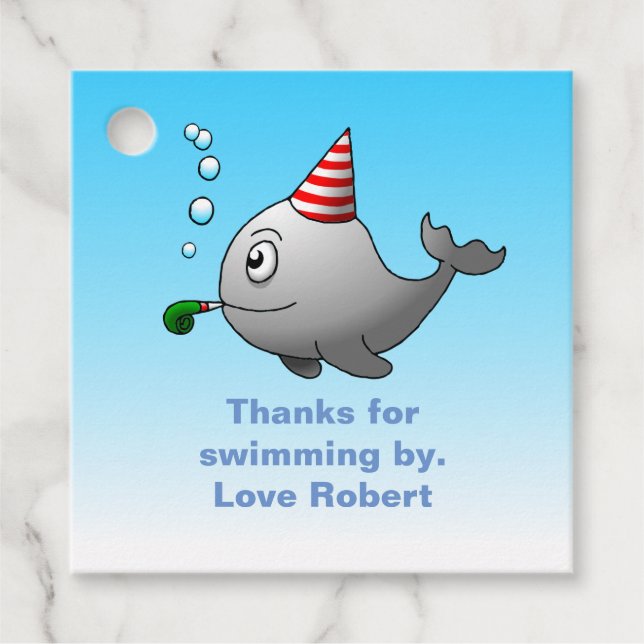 Birthday Party-ready Whale Favour Tags (Front)