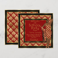 Birthday Party Red Black Gold Art Deco 1930 Lady