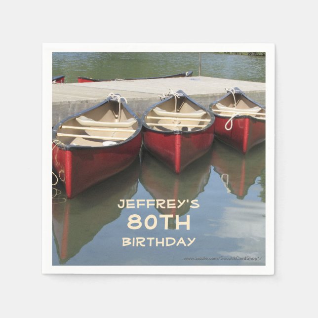 Birthday Party, Red Canoes, Name, Paper Napkin (Front)