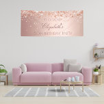 Birthday party rose gold blush glitter dust banner<br><div class="desc">A banner for a girly and glamourous 50th (or any age) birthday party. A rose gold gradient background with an elegant faux glitter dust. Personalise and add a date, name and age 50. The name is written with a modern hand lettered style script. . Perfect both as a welcome banner...</div>