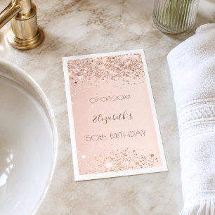 Birthday party rose gold confetti napkin