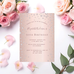 Birthday party rose gold diamond sprinkle invitation