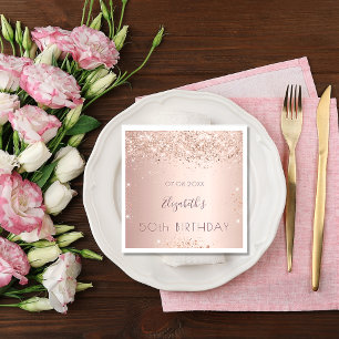 Birthday party rose gold glitter dust napkin