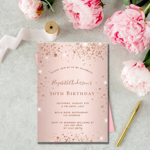 Birthday party rose gold glitter sparkle invitation