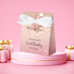 Birthday Party rose gold pink balloon thank you Favour Box<br><div class="desc">Elegant, classic, glamourous and girly for a 40th (or any age) birthday party favours. Rose gold, blush pink gradient background, decorated with faux glitter drips and balloons. With the text: 40th Birthday and Thank You written with a modern hand lettered style script. Personalise and add a name and a date....</div>