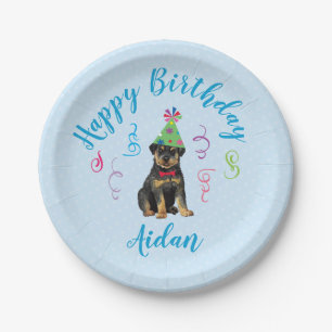 Birthday Party Rottweiler Paper Plate