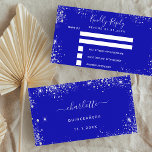 Birthday party royal blue silver glitter RSVP Enclosure Card<br><div class="desc">A navy royal background,  decorated with sparkling faux silver glitter sparkles. 
On the front: Personalise and add the reply by date.
Back: add a name,  event and date of the event.</div>