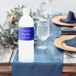 Birthday party royal blue silver sparkles water bottle label<br><div class="desc">A royal blue background. Decorated with faux silver glitter,  sparkles. Personalise and add the date,  age and your name written with a modern hand lettered style script.</div>