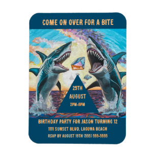 Birthday Party-Shark Breaching for Shiny Gems- Magnet