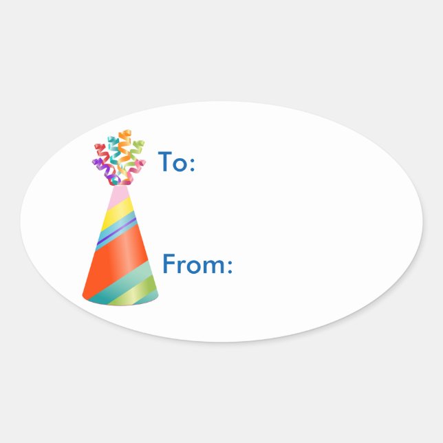 Birthday Party Sharks Hat Gift Tag Sticker (Front)