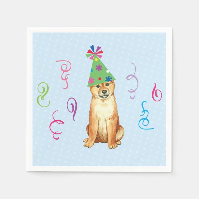 Birthday Party Shiba Inu Napkin (Front)