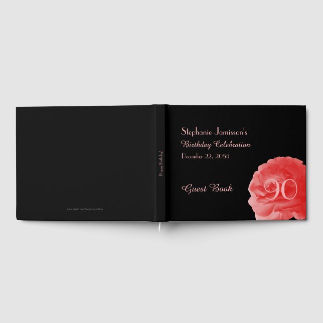 Birthday Party Sign-In Book, Coral Pink Rose Guest Book (Full)