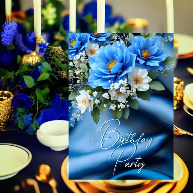 Birthday Party Silk Blue Flowers baby breath  Invitation (Creator Uploaded)