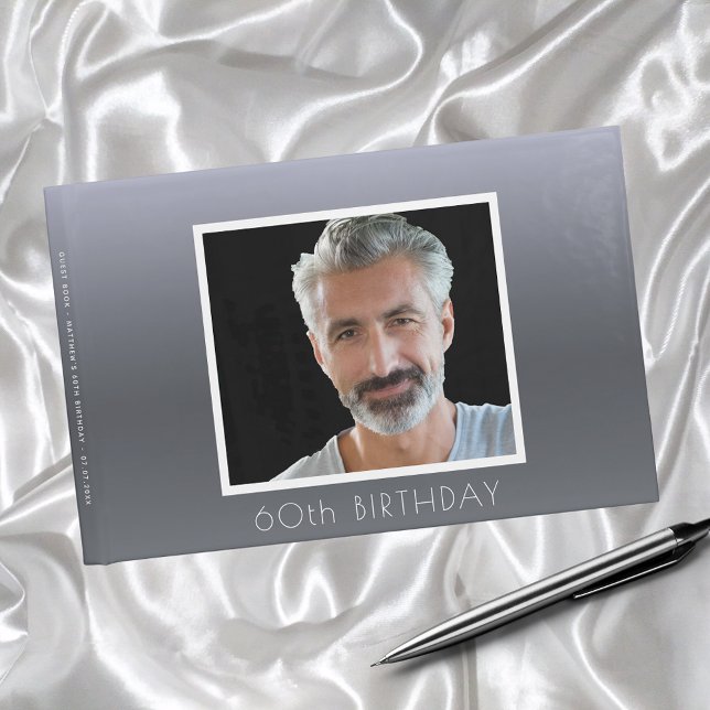 Birthday party silver fox photo men guest book (Creator Uploaded)