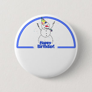 Birthday Party Snowman 6 Cm Round Badge
